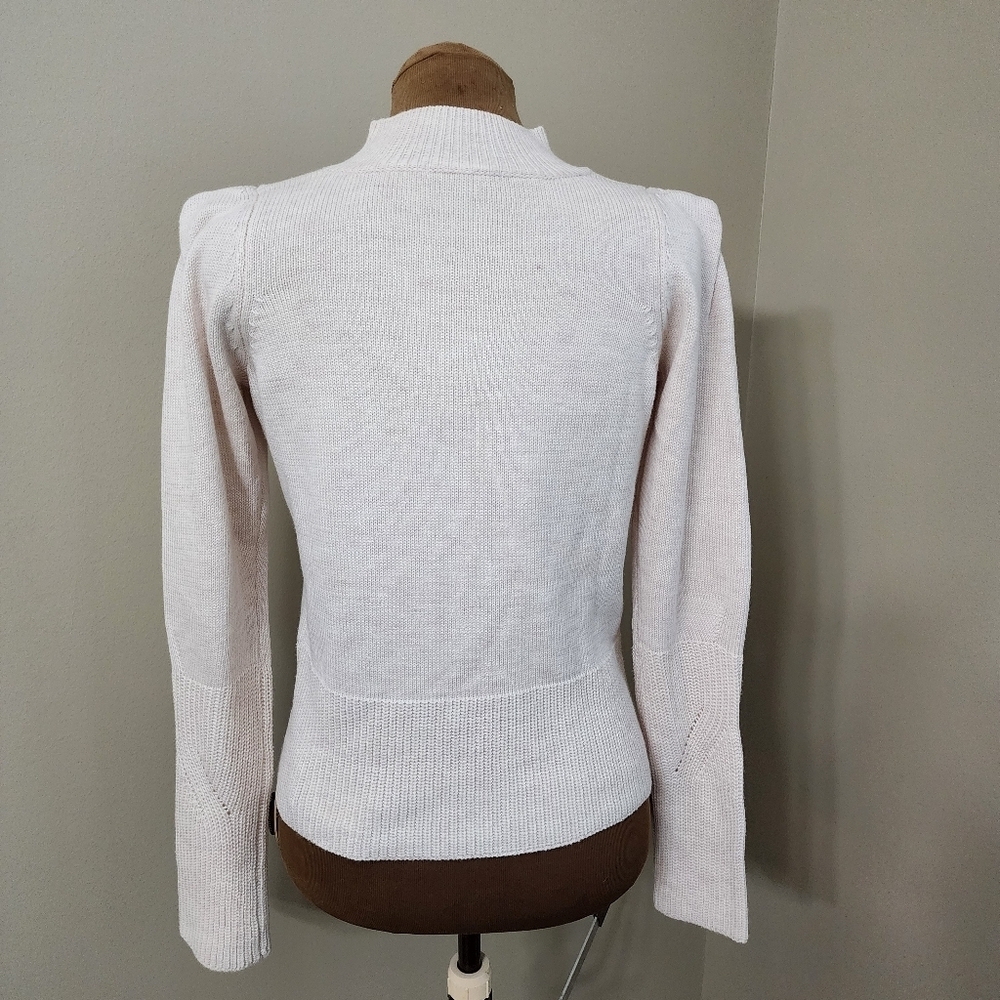 Fate knit sweater size S oatmeal puffed shoulder pullover longsleeve - Picture 3 of 12